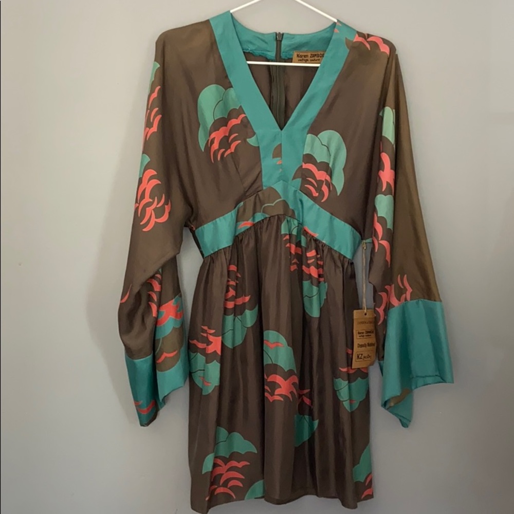 Karen Zambos Kimono Style Mini Dress